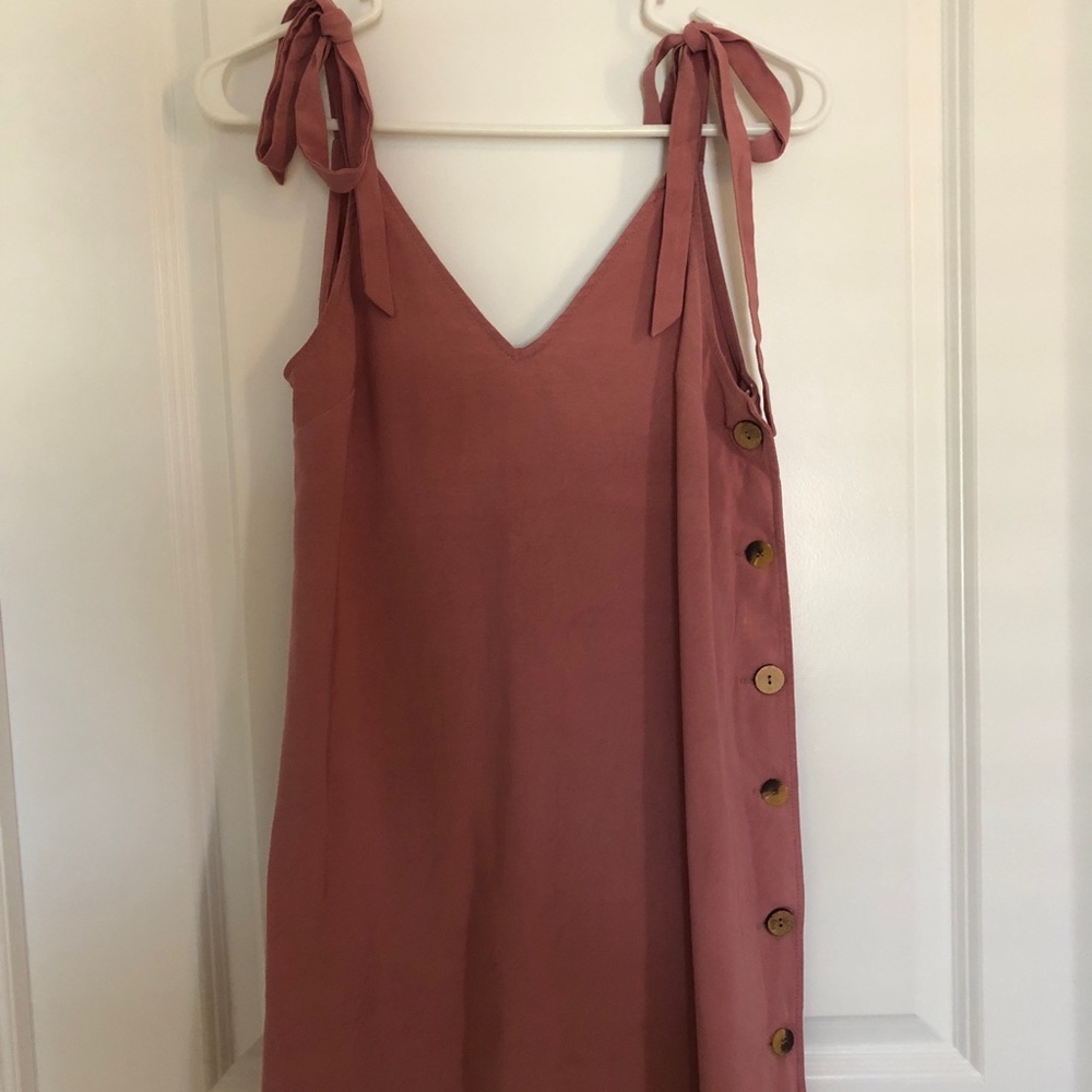 Topshop mauve mini dress with buttons and ties